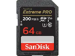 SandISK 64GB Extreme pro SDXC Karte + RescuePro Deluxe bis zu 200 MB/s UHS-I Class 10 U3 V30; Speicherkarte