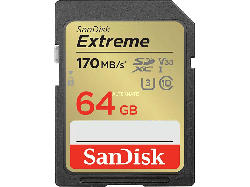 SanDisk 64GB Extreme SDXC Karte + RescuePro Deluxe bis zu 170 MB/s UHS-I Class 10 U3 V30; Speicherkarte