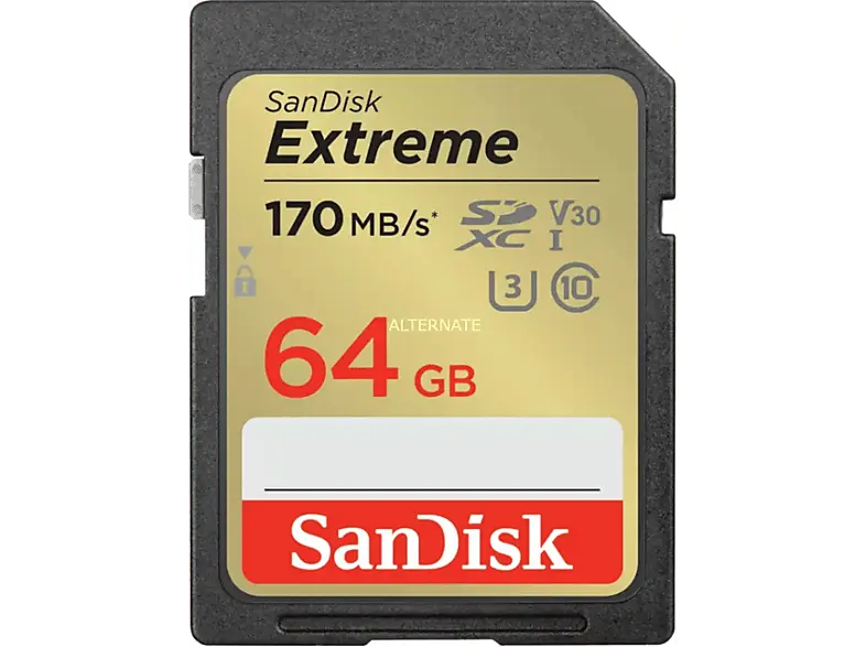 SandISK 64GB Extreme SDXC Karte + RescuePro Deluxe bis zu 170 MB/s UHS-I Class 10 U3 V30; Speicherkarte