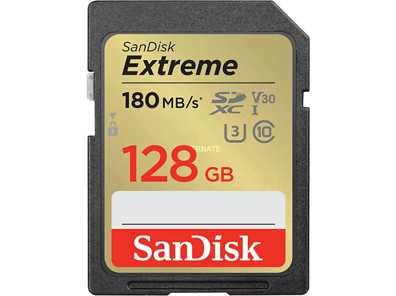 SanDisk 128GB Extreme SDHC Karte + RescuePro Deluxe bis zu 180 MB/s UHS-I Class 10 U3 V30; Speicherkarte