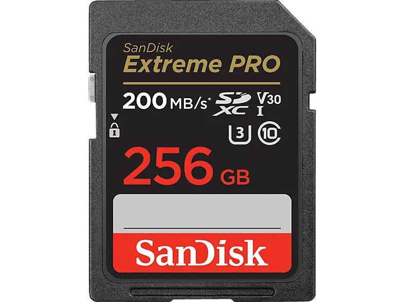 SandISK 256GB Extreme pro SDXC Karte + RescuePro Deluxe bis zu 200 MB/s UHS-I Class 10 U3 V30; Speicherkarte