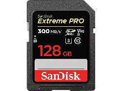 SandISK 128GB Extreme pro SDXC Karte bis zu 300 MB/s UHS-II Class 10 U3 V90; Speicherkarte