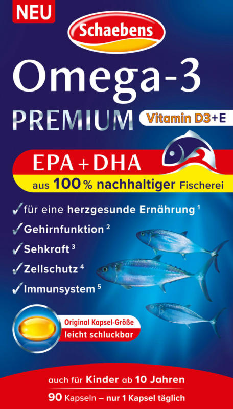 Schaebens Omega-3 Premium Fischöl Kapseln 90 St