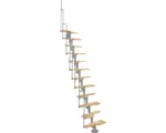 Hornbach Pertura Mittelholmtreppe Raumspartreppe Eos Silber variabel 1/4 gewendelt unten links/rechts Gerade 63 cm Stabgeländer Buche Leimholz Lackiert 11 Stufen / 12 Steigungen