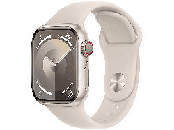 Apple Watch Series 9 GPS + Cellular 41mm Aluminiumgehäuse, Sportarmband S/M, Polarstern; Smartwatch