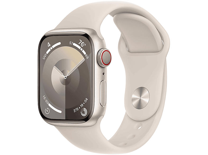 Apple Watch Series 9 GPS + Cellular 41mm Aluminiumgehäuse, Sportarmband S/M, Polarstern; Smartwatch