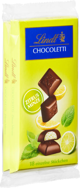 Chocoletti Fondente Agrumi & Menta Lindt, 2 x 100 g