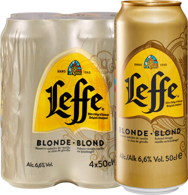 Leffe Bier Blond, 4 x 50 cl