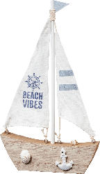 Dekorieren & Einrichten Segelschiff "Beach Vibes", natur-blau-weiß