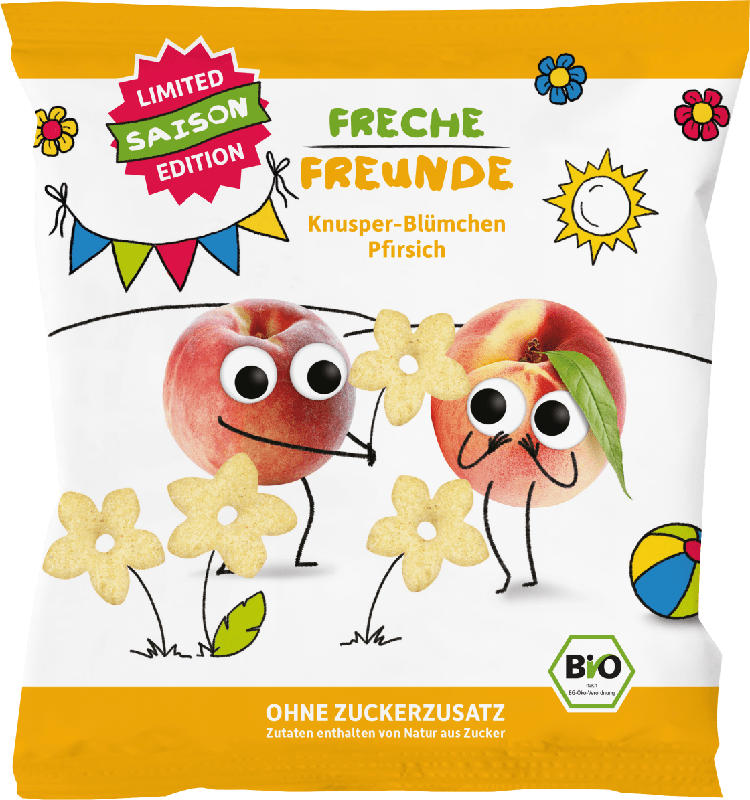 Freche Freunde Kindersnack Knusper-Blümchen Pfirsich, ab 1 Jahr