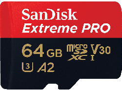 SanDisk 64GB Extreme PRO microSDXC Karte + SD-Adapter RescuePro Deluxe bis zu 200 MB/s mit App-Performance A2 UHS-I Class 10 U3 V30; Speicherkarte