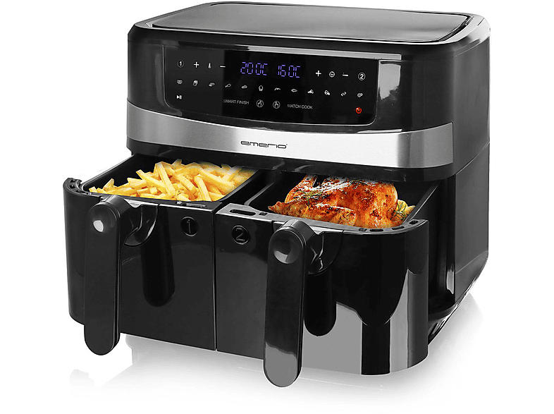 Emerio AF-126672 Duo Heißluftfritteuse (4,5 l, 1700 Watt, Schwarz)