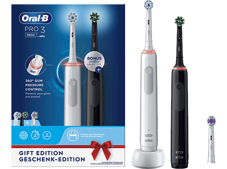 Oral-B Pro 3-3900 n Duo Elektrische Zahnbürste Black + White