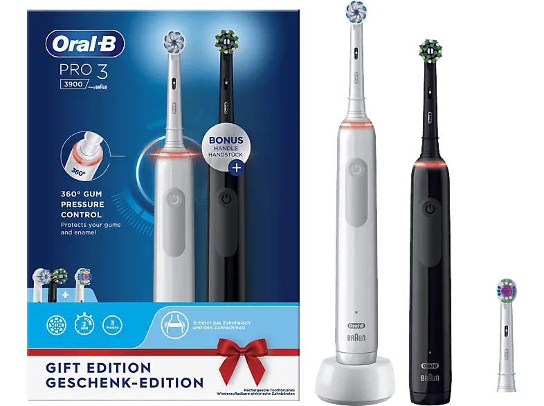 Oral-B Pro 3-3900 n Duo Elektrische Zahnbürste Black + White