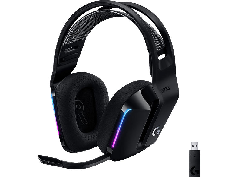 Logitech Gaming Headset G733 Lightspeed RGB, kabellos, Blue VO!CE-Mikrofontechnologie, Schwarz