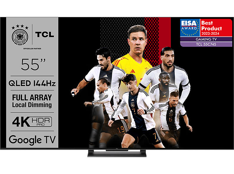 TCL 55C745 (55 Zoll, QLED-TV, 144Hz VRR, Full Array Local Dimming, 4K UHD, Smart TV, Google Motion Clarity); QLED TV