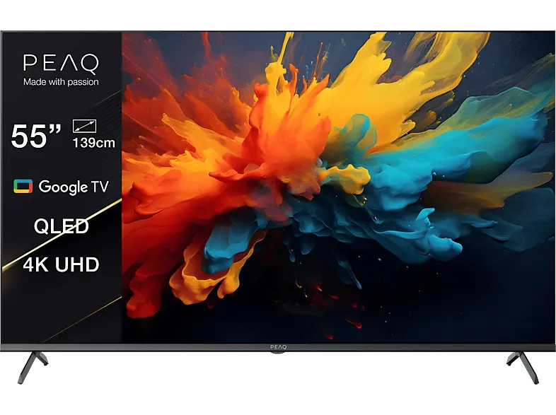 Peaq PTV 55GQU-5024C 55 Zoll 4K QLED Smart Google TV; QLED TV mit 5 Jahre Geräteschutz