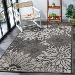 Sanat Outdoorteppich FLORAL grau B/L: ca. 60x110 cm