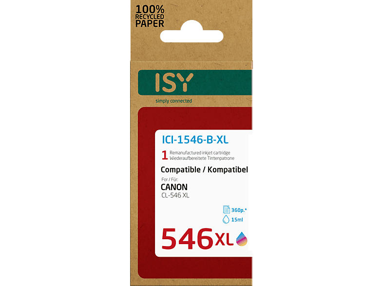 ISY ICI-1546-B-XL für Canon CL-546 XL, farbig, wiederaufbereitet; Tintenpatrone