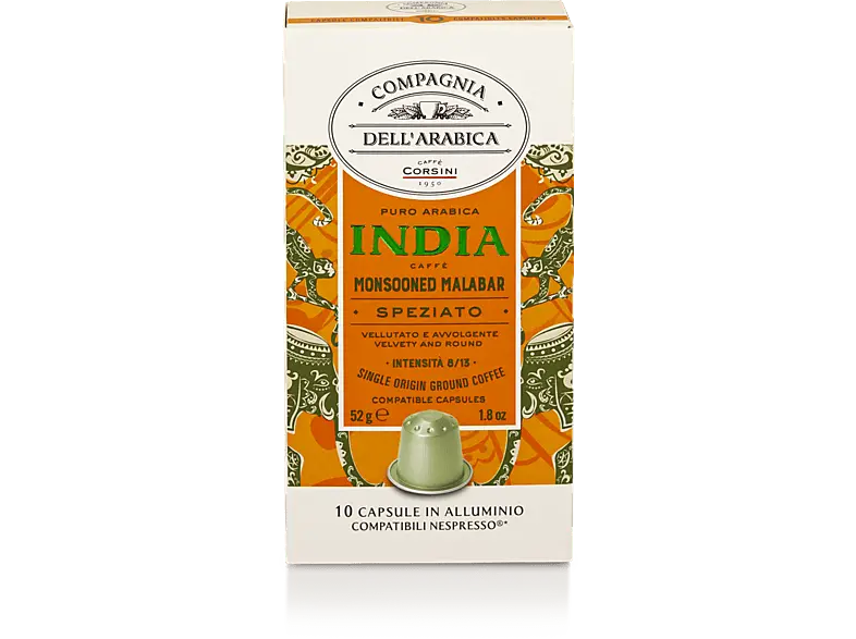 Caffè Corsini 11639 Kaffeekapseln Compagnia dell' Arabica India (10 Stück, Kompatibles System: Nespresso)