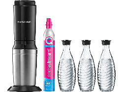 Sodastream 1016413490 Crystal 3.0 Vorteilspack Wassersprudler inkl. 3 Glasflaschen, CO² Zylinder inklusive , Titan