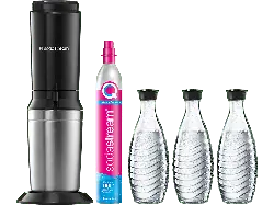 Sodastream 1016413490 Crystal 3.0 Vorteilspack Wassersprudler inkl. 3 Glasflaschen, CO² Zylinder inklusive , Titan