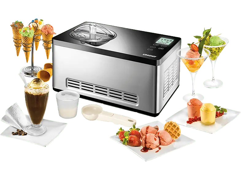 Unold 48845 Gusto Eismaschine (180 Watt, 2 l, schwarz/silber)