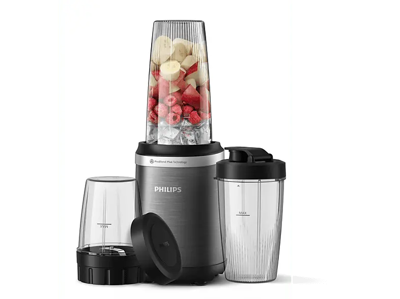 Philips HR 2767/00 Smoothie Maker (Grau, 1000 Watt, mit 3-bechern (300ml,500ml,700ml))