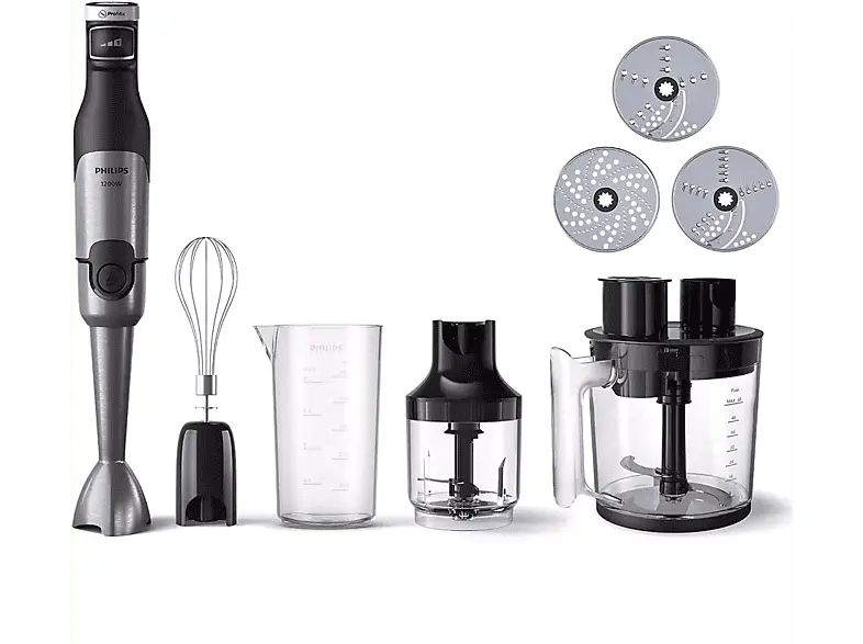 Philips HR2685/00 Series 5000 5tlg. Stabmixer (Silber, 1200 Watt, 1.7 l); Stabmixer 5tlg.