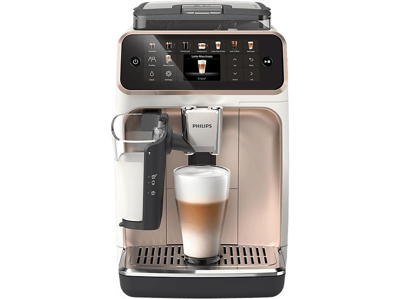 Philips EP5543/80 Serie 5500 Latte Go Kaffeevollautomat (Rosegold/Weiß, Scheibenmahlwerk aus 100 % Keramik, 15 bar, externer Milchbehälter)