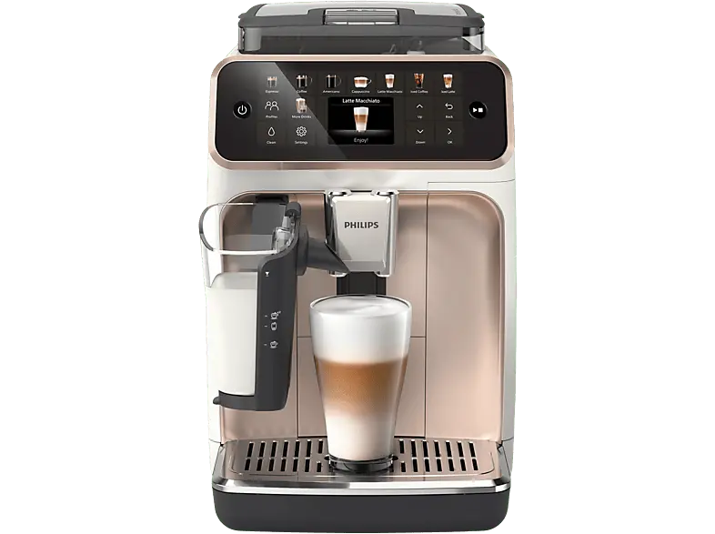 Philips EP5543/80 Serie 5500 Latte Go Kaffeevollautomat (Rosegold/Weiß, Scheibenmahlwerk aus 100 % Keramik, 15 bar, externer Milchbehälter)