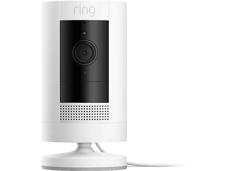ring Stick Up Cam Plug-In 2023 Überwachungskamera (Anzahl Kameras: 1, für Innen + Außen, Nachtsichtfunktion, Netzbetrieb, Weiß)