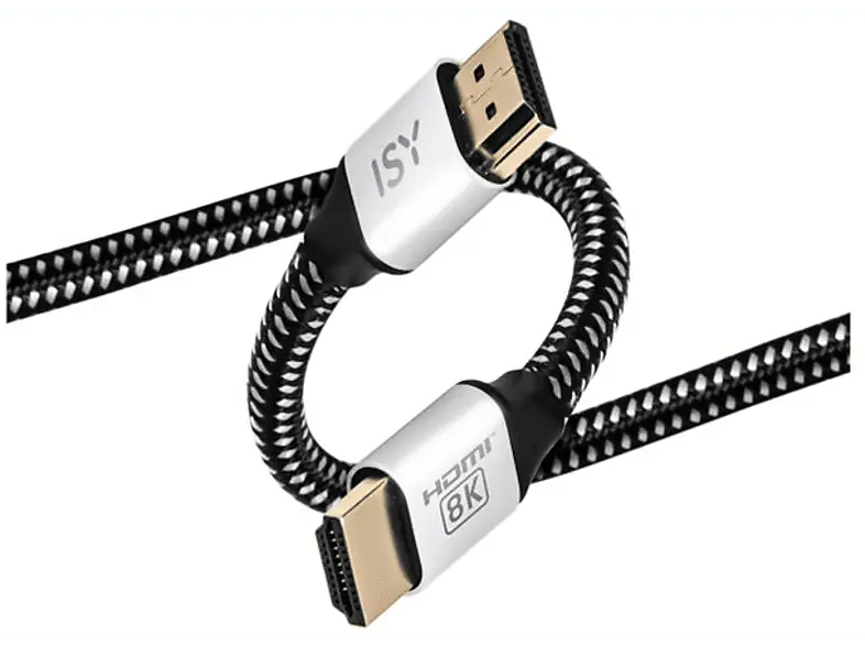 ISY IHD 5020 HDMI 2.1 Kabel, 8K60Hz, 2 Meter, Schwarz/Weiß