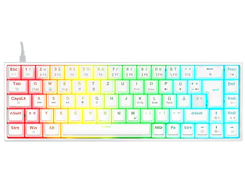 ISY IGK 5500-WT Gaming Tastatur, 65% Layout, Mechanisch, Pudding-Tastenkappen, qwertz, USB-C, Weiß