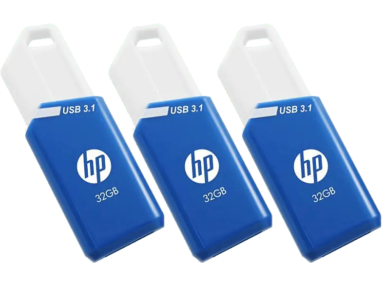 HP 32 GB x775w USB-Stick, USB-A 3.1, R75/W30 MB/s, 3er Pack, Blau/Weiß