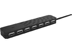 ISY IHU 3001-2 Aktiver 7-Port USB-A 2.0 Hub, 20cm Kabel, Schwarz; USB-Hub