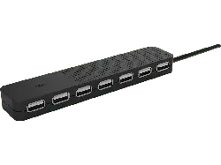 ISY IHU 3001-2 Aktiver 7-Port USB-A 2.0 Hub, 20cm Kabel, Schwarz; USB-Hub