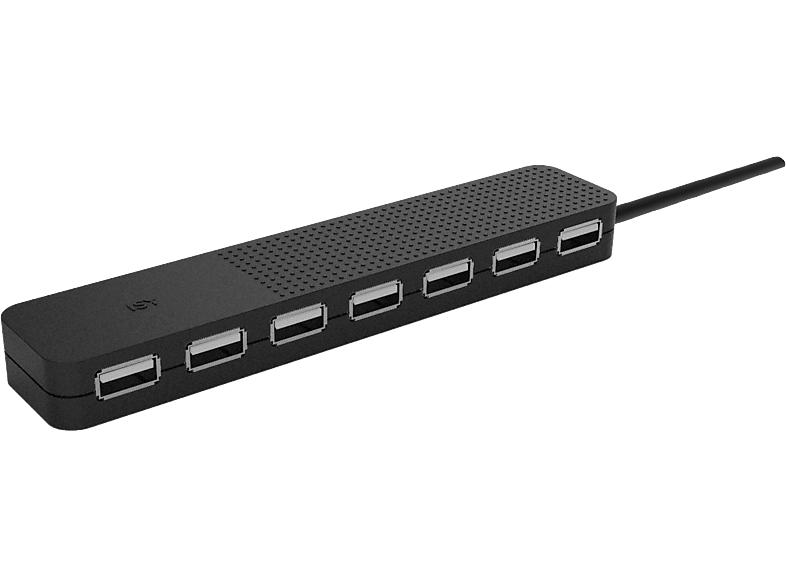 ISY IHU 3001-2 Aktiver 7-Port USB-A 2.0 Hub, 20cm Kabel, Schwarz; USB-Hub