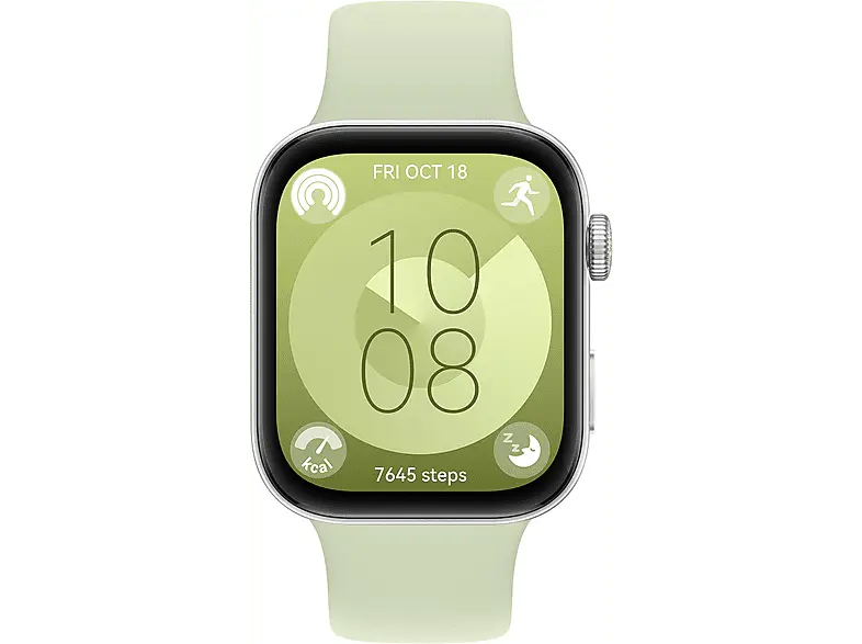 Huawei Watch Fit 3 mit Fluorelastomer-Armband, Silber/Grün; Smartwatch