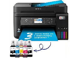 EPSON EcoTank ET-3850 A4, mit einem im Lieferumfang enthaltenen Vorrat an Tinten bis zu 3 Jahren, Multifunktionsdrucker, WLAN, Tintendruck, Schwarz