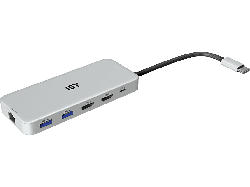 ISY IAD 3000 USB-C Multiport Adapter, 3.1, HDMI 2.0 4K60p, PD 3.0 100W, Aluminium, Silber