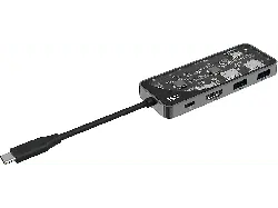 ISY IAD 1028-2 Multiport Adapter, USB-C 3.1, HDMI 2.0, 4K60p, Aluminium, Transparent/Silber