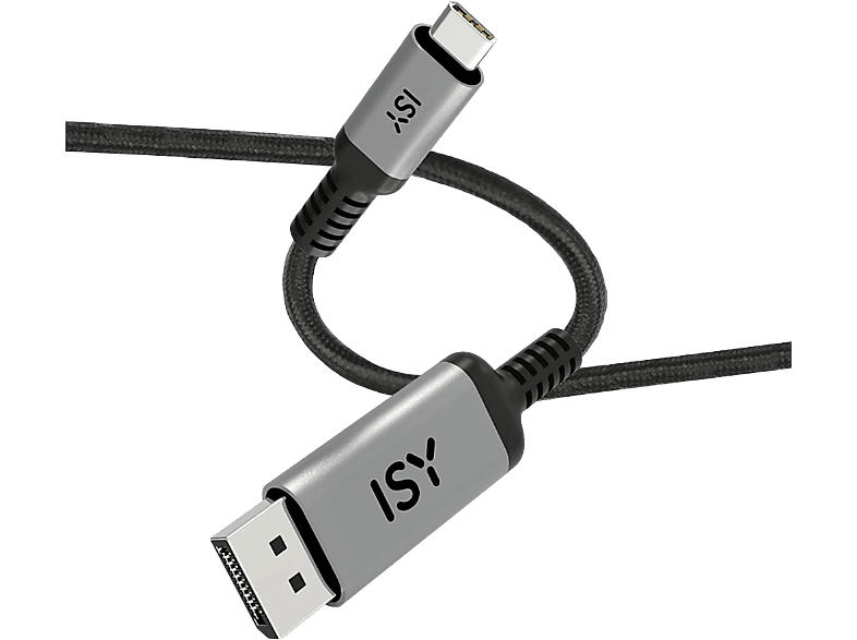 ISY IDP-4015-1 USB-C 3.1 auf DisplayPort 1.2 Kabel, 1.5m, 4K60p, Schwarz/Silber