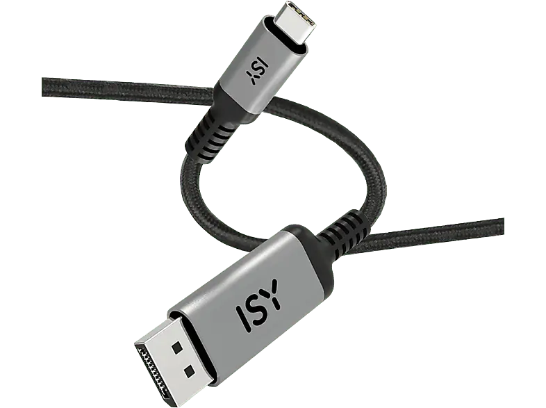 ISY IDP-4015-1 USB-C 3.1 auf DisplayPort 1.2 Kabel, 1.5m, 4K60p, Schwarz/Silber