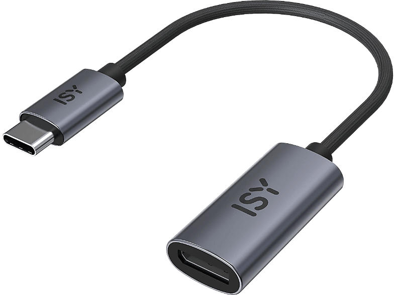 ISY IDP-2500 USB-C 3.1 auf DisplayPort 1.4 Adapter, 8K60p, 150mm Kabel, Grau