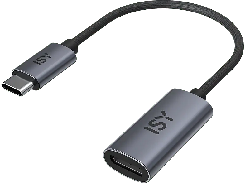 ISY IDP-2500 USB-C 3.1 auf DisplayPort 1.4 Adapter, 8K60p, 150mm Kabel, Grau
