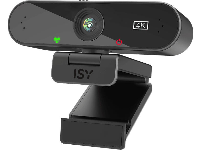 ISY IW-3000 Webcam, 4K, USB-A, 360° drehbar, Autofokus, Objektivabdeckung, Schwarz