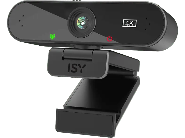 ISY IW-3000 Webcam, 4K, USB-A, 360° drehbar, Autofokus, Objektivabdeckung, Schwarz