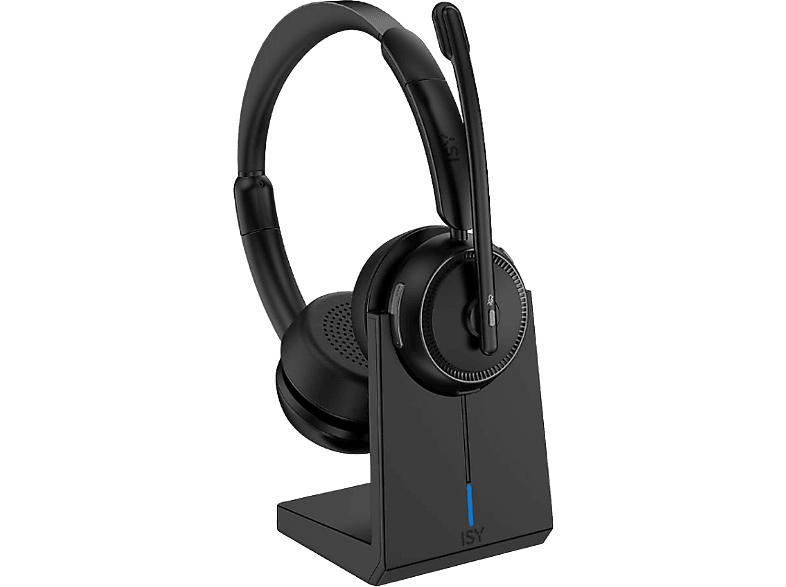 ISY IHS-8200 Office Headset mit Docking Station, On-Ear, Bluetooth, Noise Cancelling, Schwarz