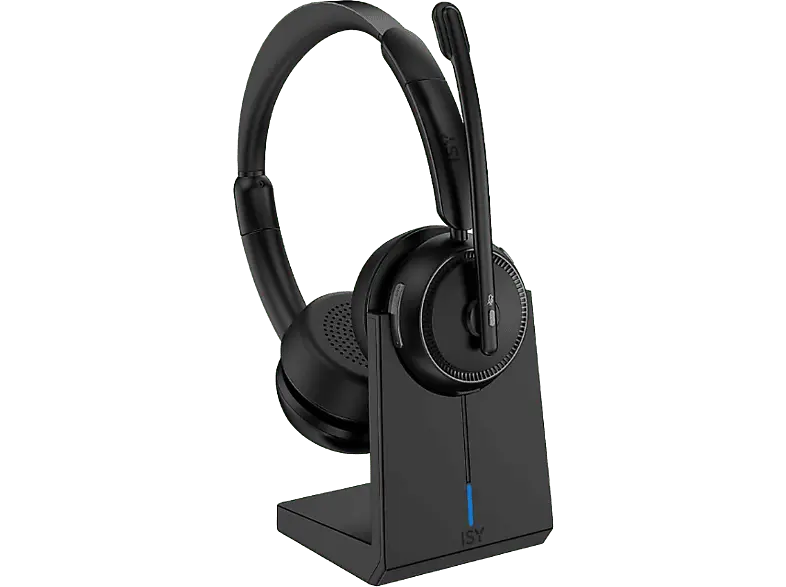 ISY IHS-8200 Office Headset mit Docking Station, On-Ear, Bluetooth, Noise Cancelling, Schwarz